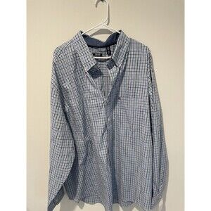 Izod‎ Blue And White Plaid Button Down Shirt Size 3XLT